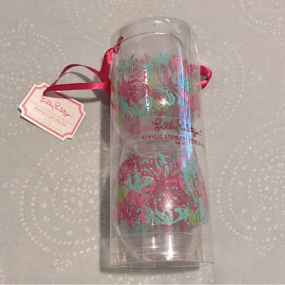 Lilly Pulitzer Acrylic Stemless Wine Glass Set of 2